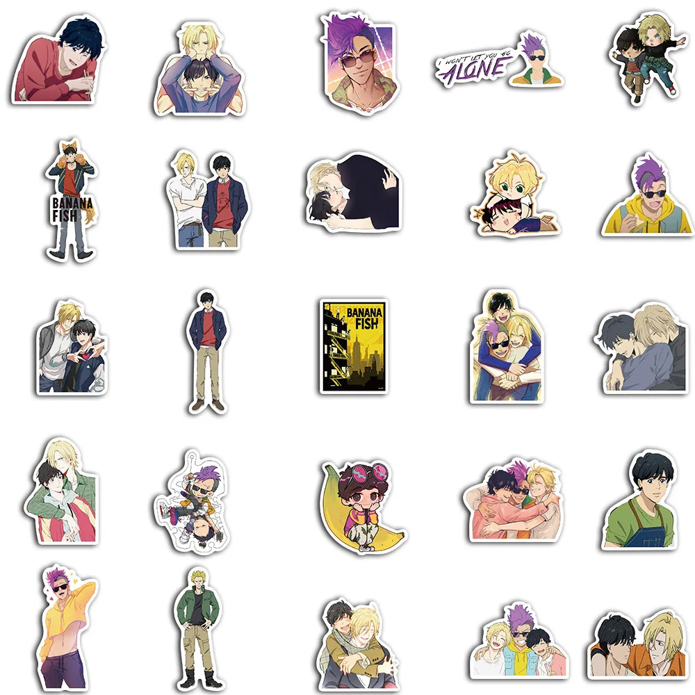 50pcs Anime BANANA FISH Series Graffiti Stickers Suitable for Laptop Helmets Desktop Decorations DIY Stickers Toys Wholesale