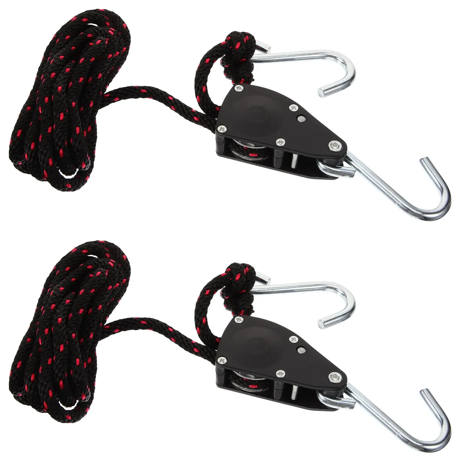 

2PCS Heavy Duty Pulley Rope Lanyard Steel Hooks for Kayak Canoe Boat Tie Downs Ratchet Straps Premium Nylon Adjustable Length