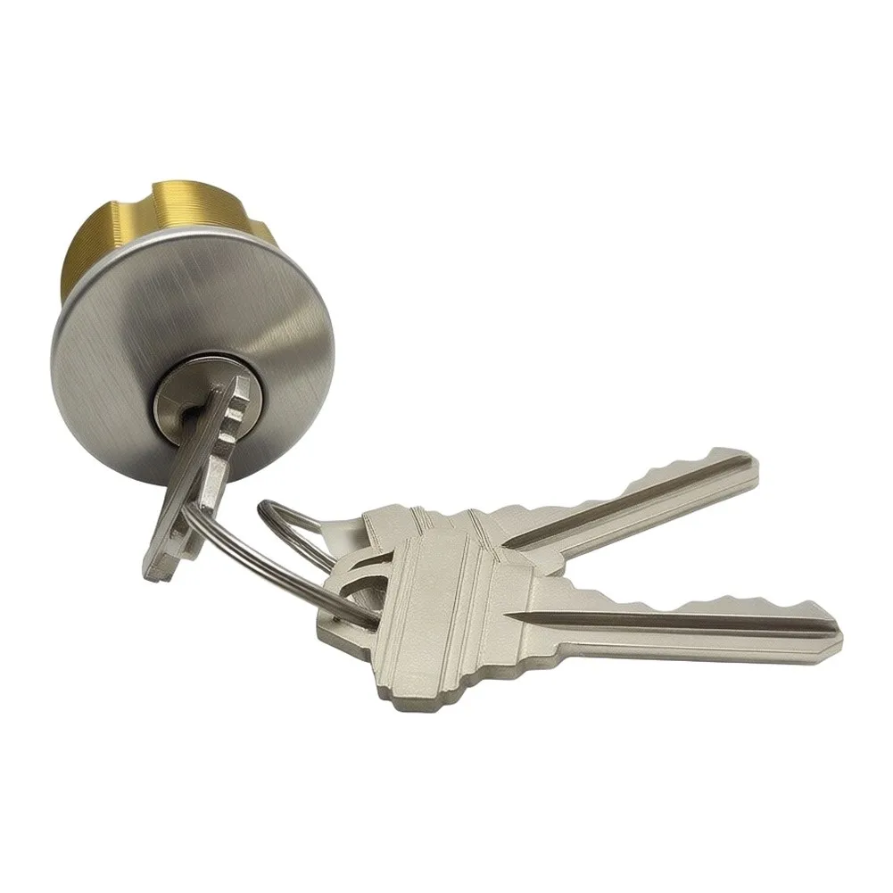 Threaded Mortise Lock Solid Brass Mortise Cylinder Polished Brass Gold Precision-Cut Keys Included Carbon Steel Cam Component