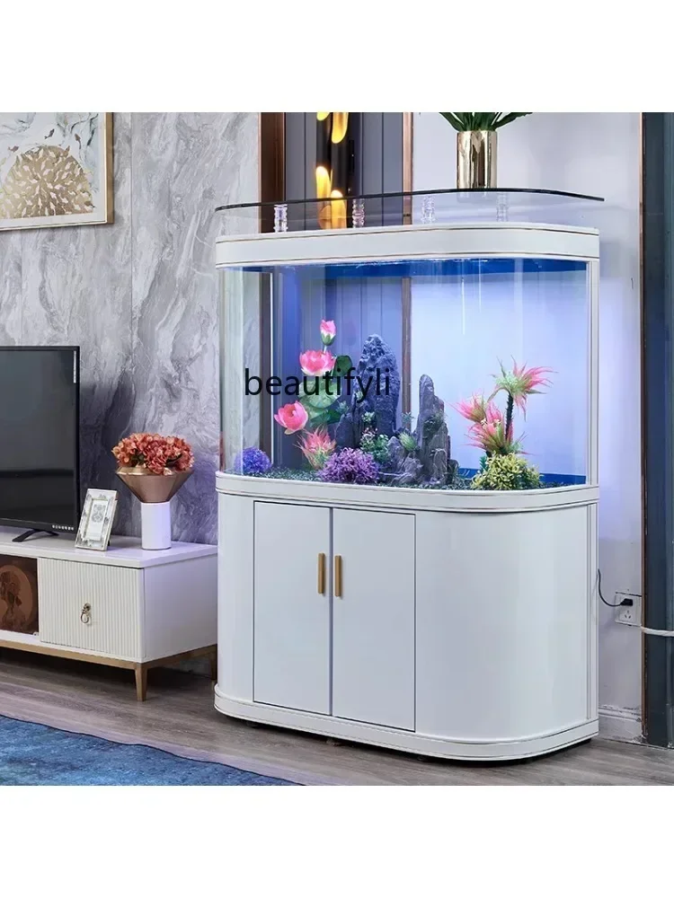 Light Luxury and Simplicity Bottom Filter Fish Tank Living Room Home round Large Wall Glass Ecological Aquarium Office New