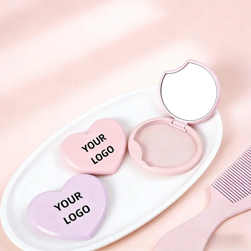 【Logo Custom】50Pcs Customized Heart Shaped Mirror with Comb Compatible Makeup Mirror, Customized Wholesale of Comb