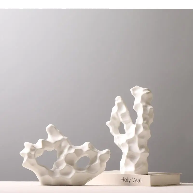 Weiße Felsstatue Wohnzimmerdekoration Einrichtungsgegenstände Schreibtischdeko Kunsthandwerk Skulptur Landschaftsgestaltung Modernes Zuhause