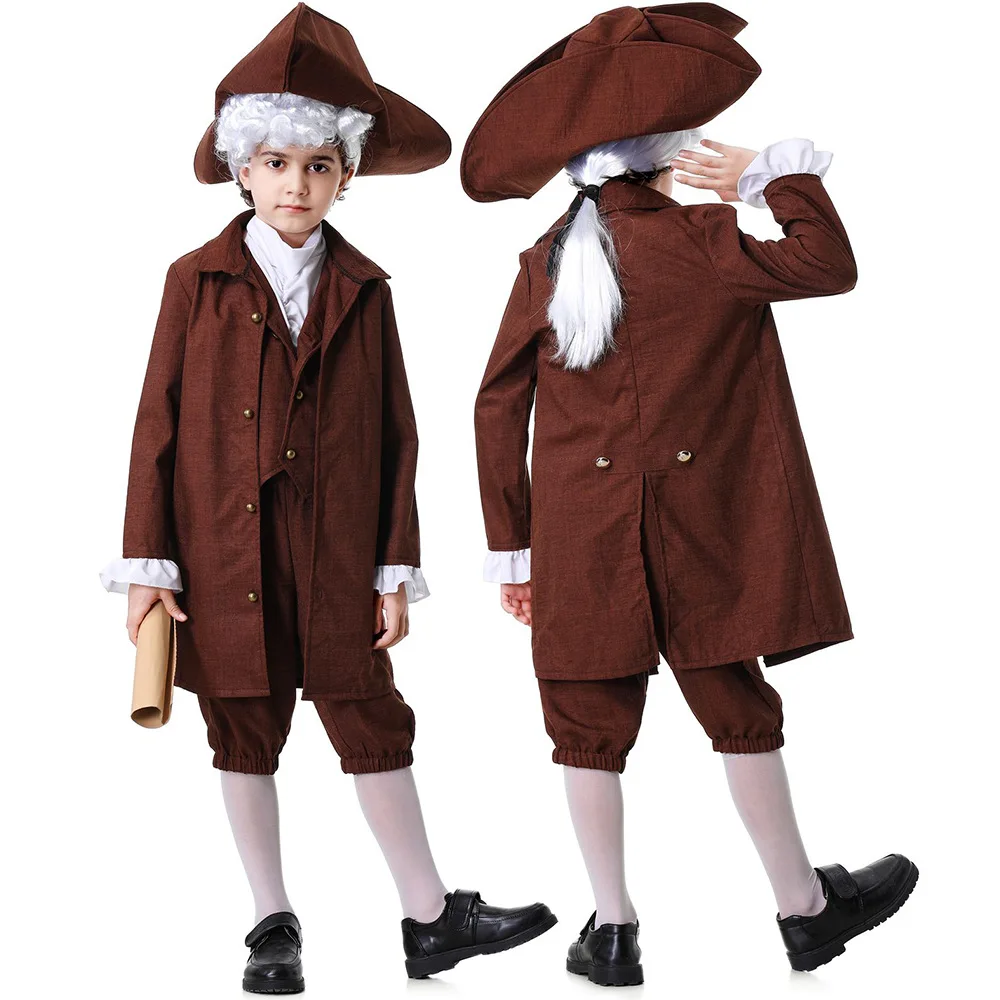 Kids Halloween Cosplay Costume Boys Lawyer Vintage Tuxedo Uniform Stage Performance Carnival Costume Judge Career Work Suit