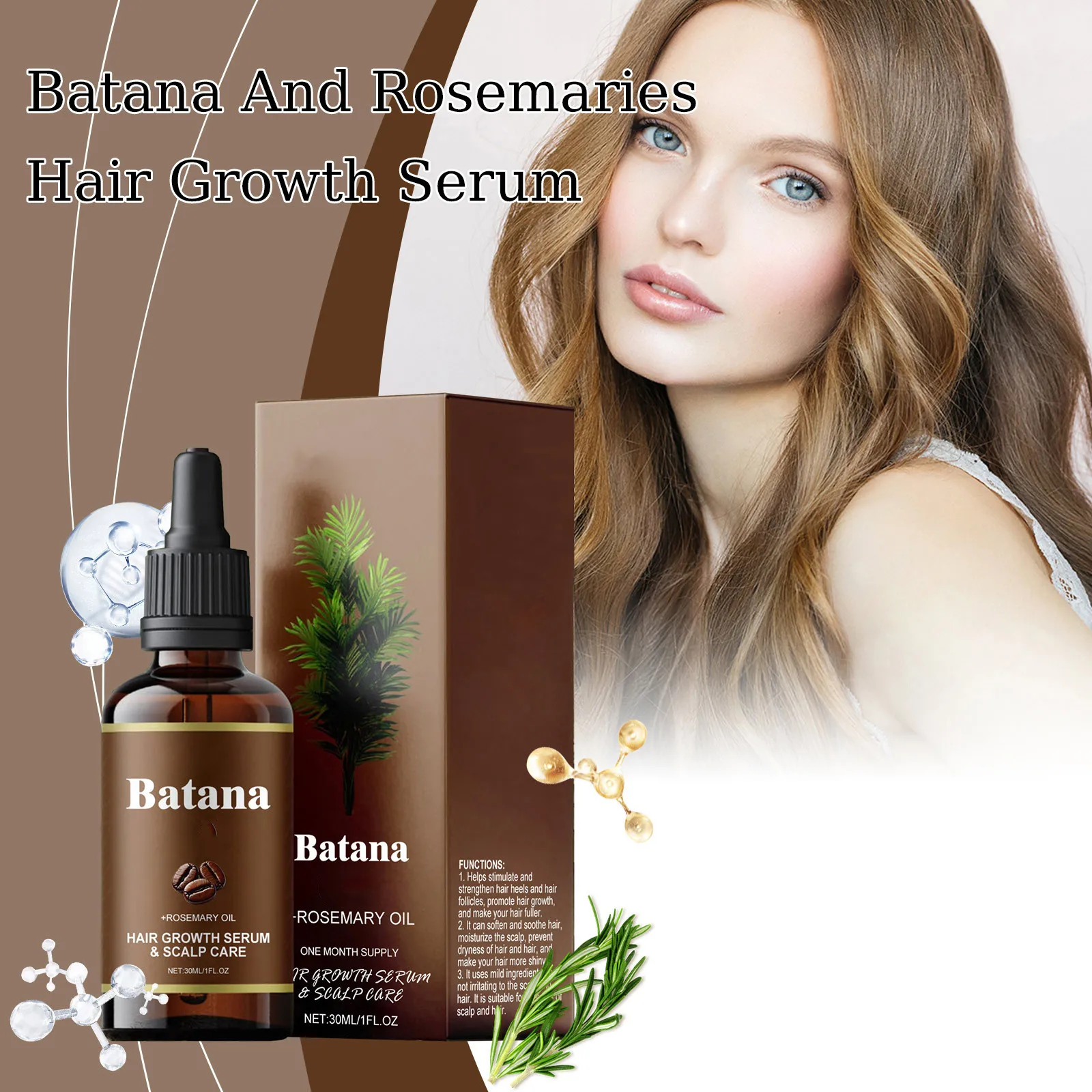Rosemary Hair Care Batana Improve Hair Nourish Moisturize Essential Oil Quality Reduct Hair Loss Prevent Care Product Split Hair