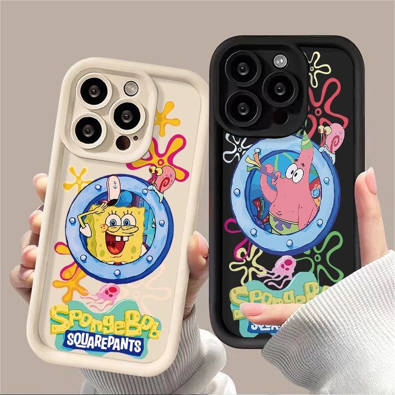 Anime Window SpongeBobs Case for Xiaomi Redmi Note 13 12 11 Pro Plus 12S 11S 10S 10 9 9S 8 12C 13C Soft Silicone Phone Back Capa