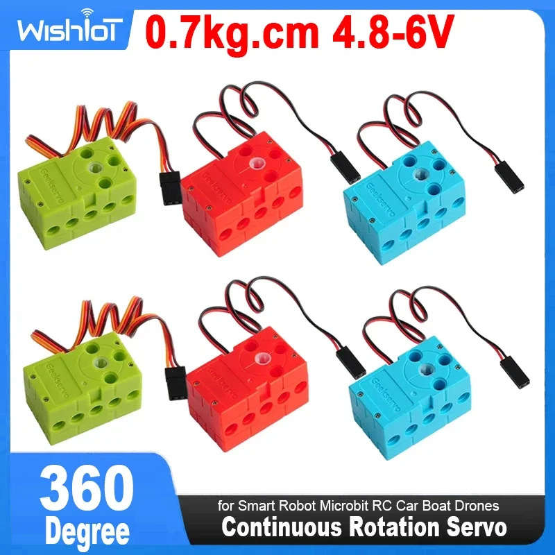 4 Uds Servo de rotación continua 0,7 KG 360 grados Geekservo 4,8 V-6V Control PWM coches camión oruga DIY para Microbit Fit Legoeds