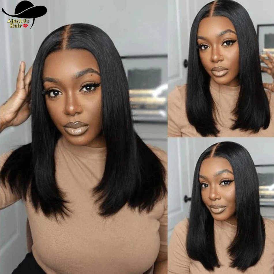 

Brazilian Straight bob Wig 13x4 Transparent HD Lace Front Human Hair Wig 4x4 Lace Short Bob Wigs Natural Color For Black Women