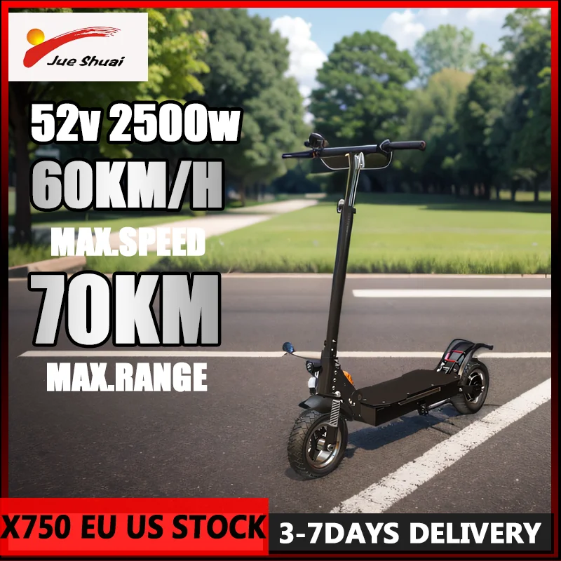 60KM/H Top Speed Electric Scooter X750 52V 2500W Rear Motor Scooter Electric 160KG Max Load Trottinettes électriques with Seat