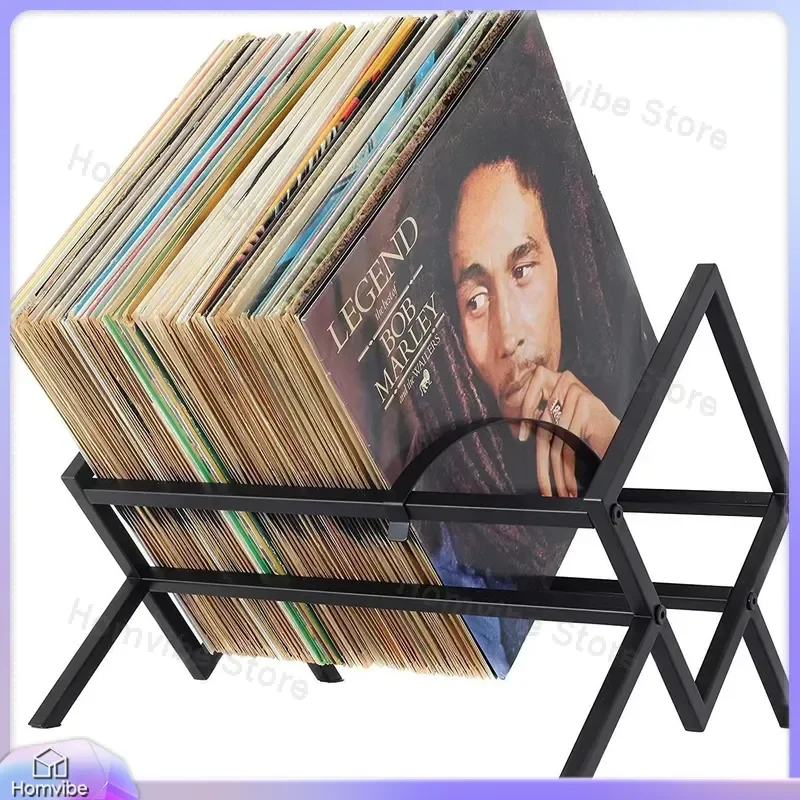Desktop Vinyl Record Storage Rack CD Holder European Style Removable Metal Magazine Floor to Ceiling Display Shelf for Home