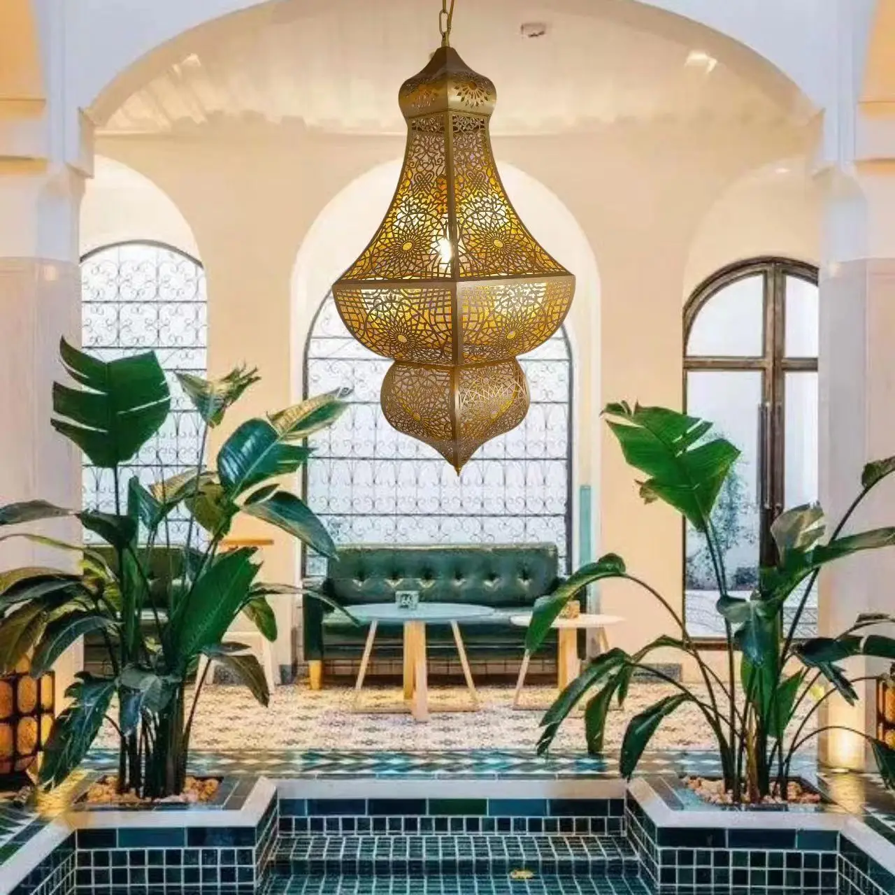 Chandelier Moroccan Restaurant Cafe Banquet Hall Clubhouse Hollow Lobby Lighting