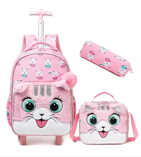 

Girls Travel Luggage Suitcases Rolling Backpack for Girls School Wheeled Backpack with Lunch Box School Backpack with wheels
