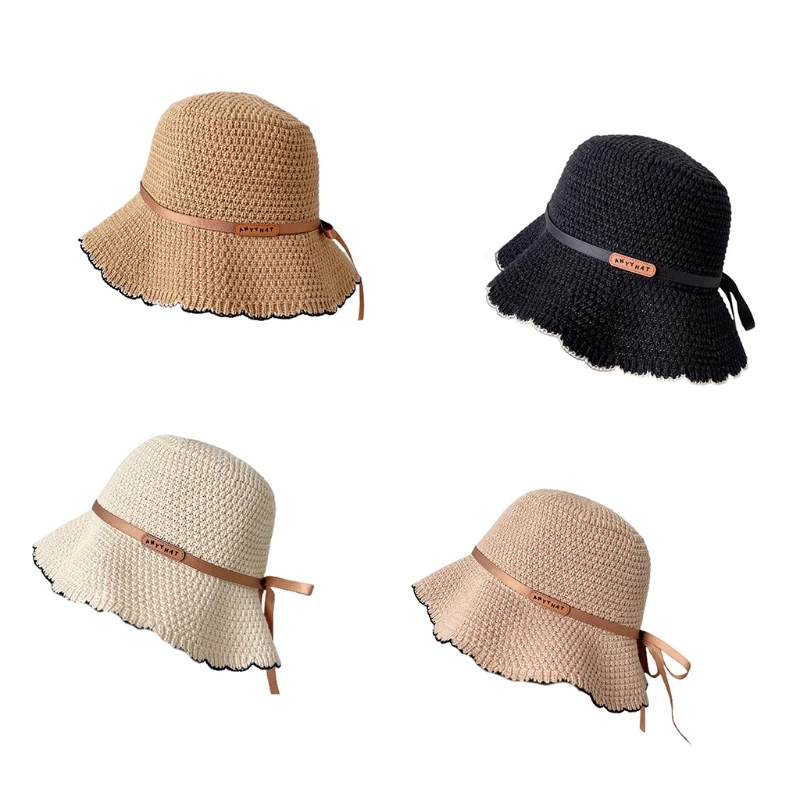 Knitted Casual Small Side Hat Small Fragrant Bow Fisherman Hat All-match