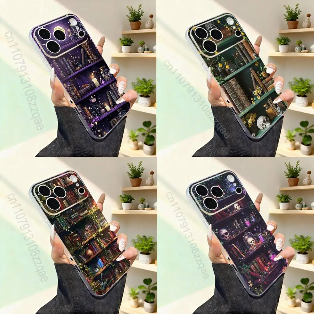 

Vintage S-Skull Bookshelf Phone Case For iPhone 17,16,15,14,13,12,11,Pro,Max,Plus,Mini,SE4,E For Magsafe Wireless