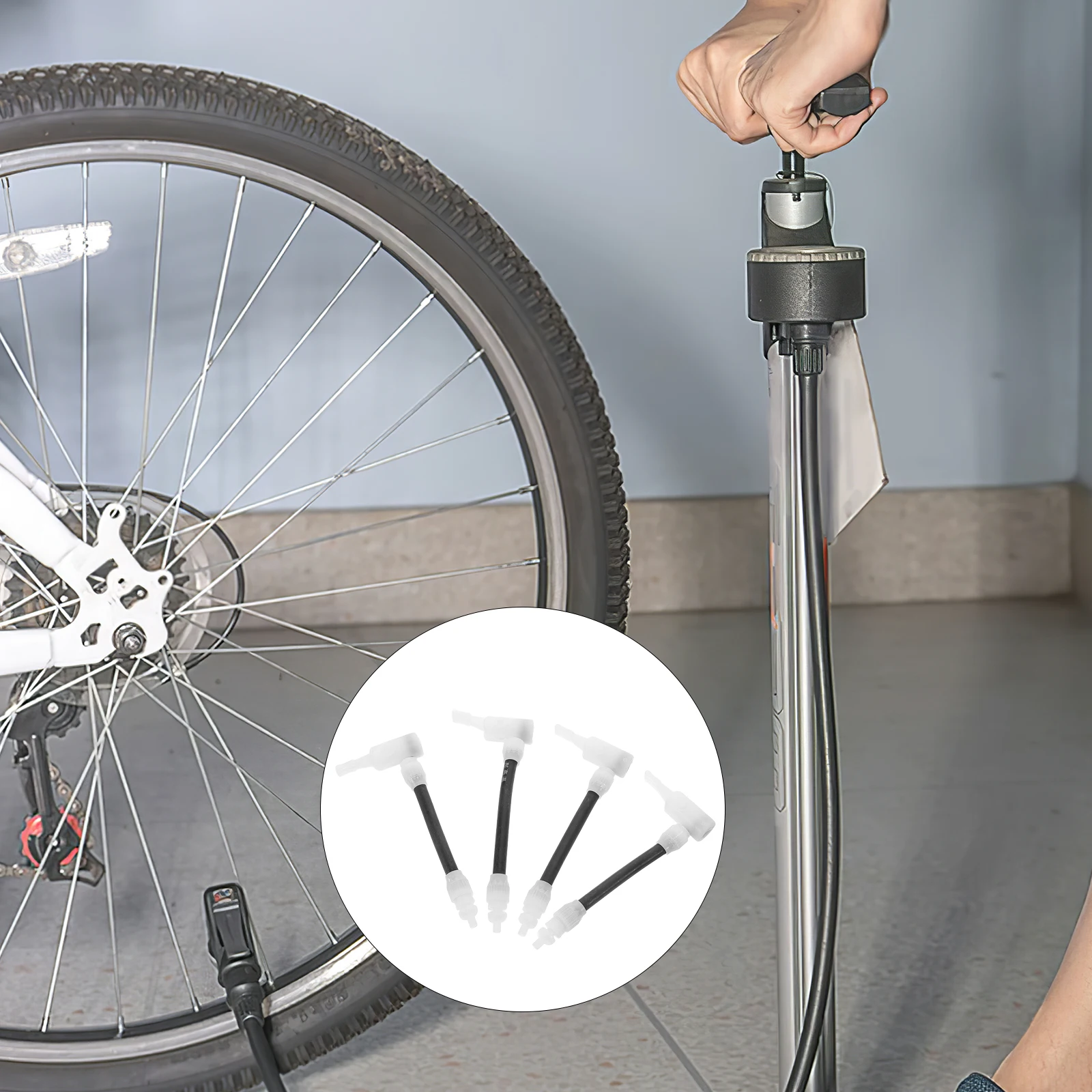 

4pcs Bicycle Valve Adapter Air Pump Nozzles Tire Inflator Connector Durable Universal Air Compressor Hose Quick Connect
