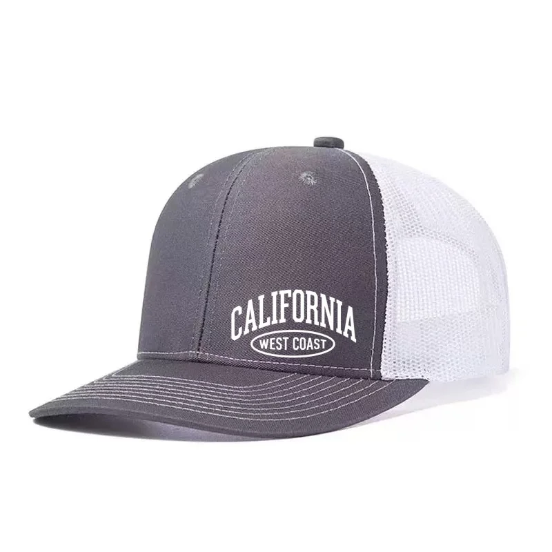CALIFORNIA Printed Adjustable Baseball Cap Classic Snapback Dad Hat Breathable Trucker Mesh Hat Golf Fishing Outdoor Sun Cap