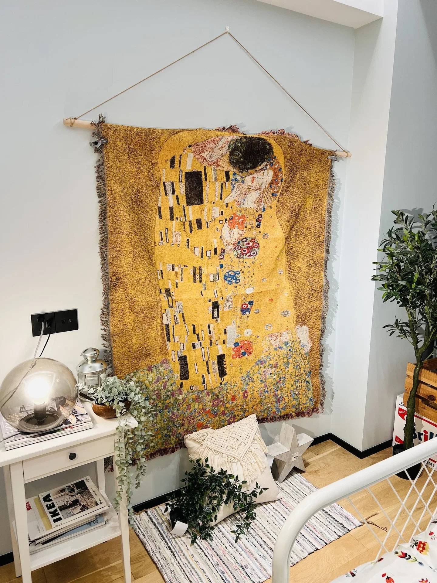 Gustav Klimt Art Pattern Cotton Fabric Blanket For Home Decoration Tapestry The Kiss Blankets Living Room Accessory Austria