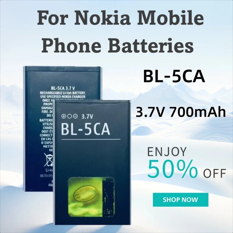 

700mAh BL-5CA for Nokia 1200 2310 5130XM 7600 N70 E60 5030 1110 1111 1112 C2-00 C2-01 X2-01 Mobile Phone Batteries