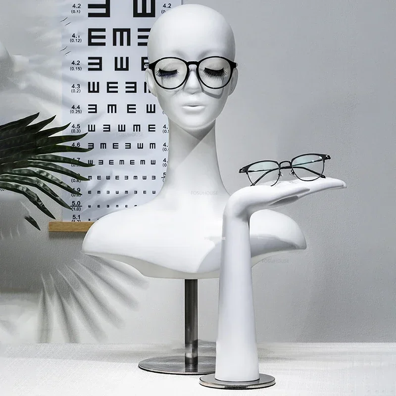 

Light Luxury Mannequins Head with Facial Features Hat Scarf Display Stand Hand Model Art Ornaments Props Female White Head Model