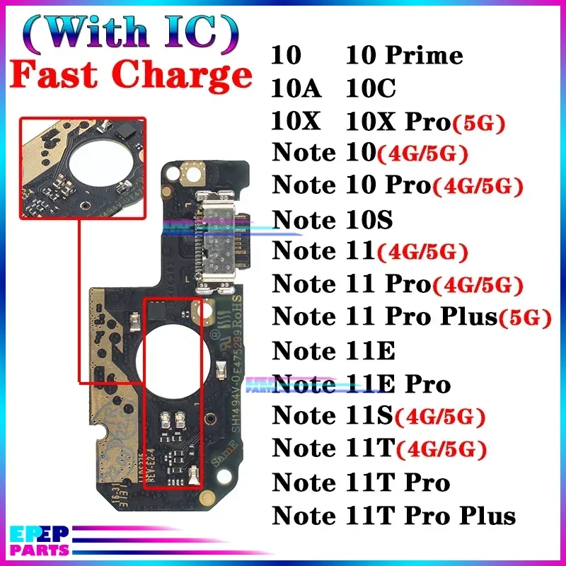 Usb Dock Charger Connector for Xiaomi Redmi Note 11 11S 11E 11T 10 10C 10X 10T Prime Pro Plus + 4G 5G Charging Board Flex Ports