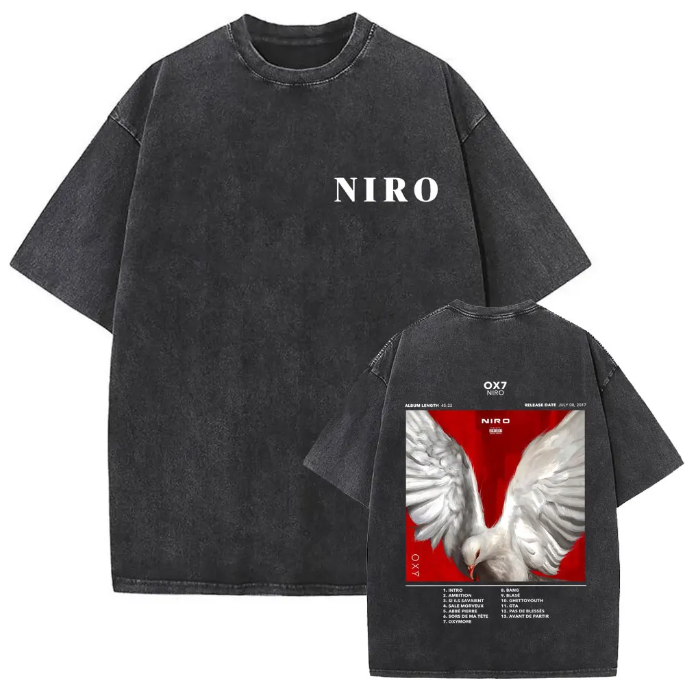 

Hot Rapper Niro OX7 Album Graphic Washed T-shirt Male Hip Hop Pop Music T Shirts Summer Men Women Fashion Oversized Streetwear