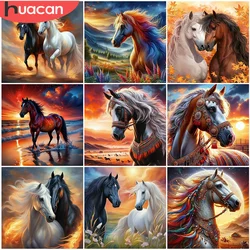 HUACAN Diamond Painting Horse Wall Stickers Picture Rhinestones Mosaic Full Square Round Animal Complete Kit Home Decoration