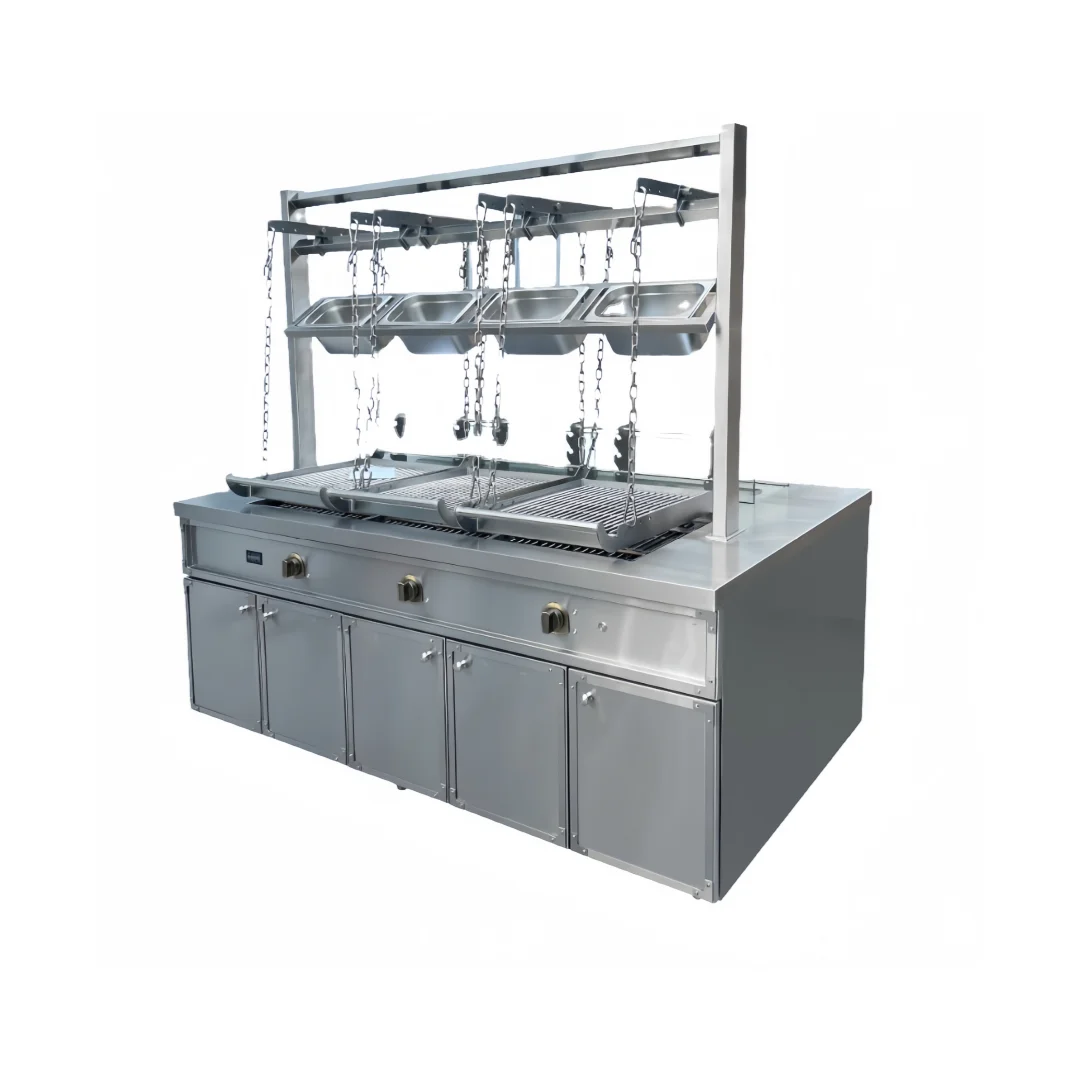 Commercial Stainless Steel Rotisserie Grill 18+12kW Power for Large Events Smart Charcoal Lift Rotate Grill Interactive Dining