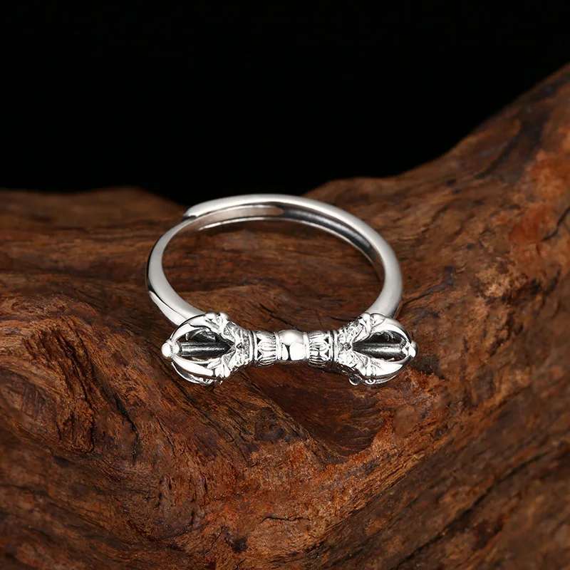 925 Sterling Men And Women, Vajra Ring, Open-Ended Thai Silver Vintage Jewelry