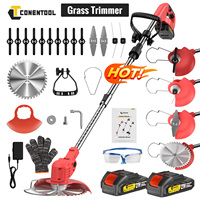 CONENTOOL 21V Cordless Electric Lawn Mower With 2 Batteries And 4 Type Blades Garden Grass Trimmer Weeding Tool For Mowing Lawns