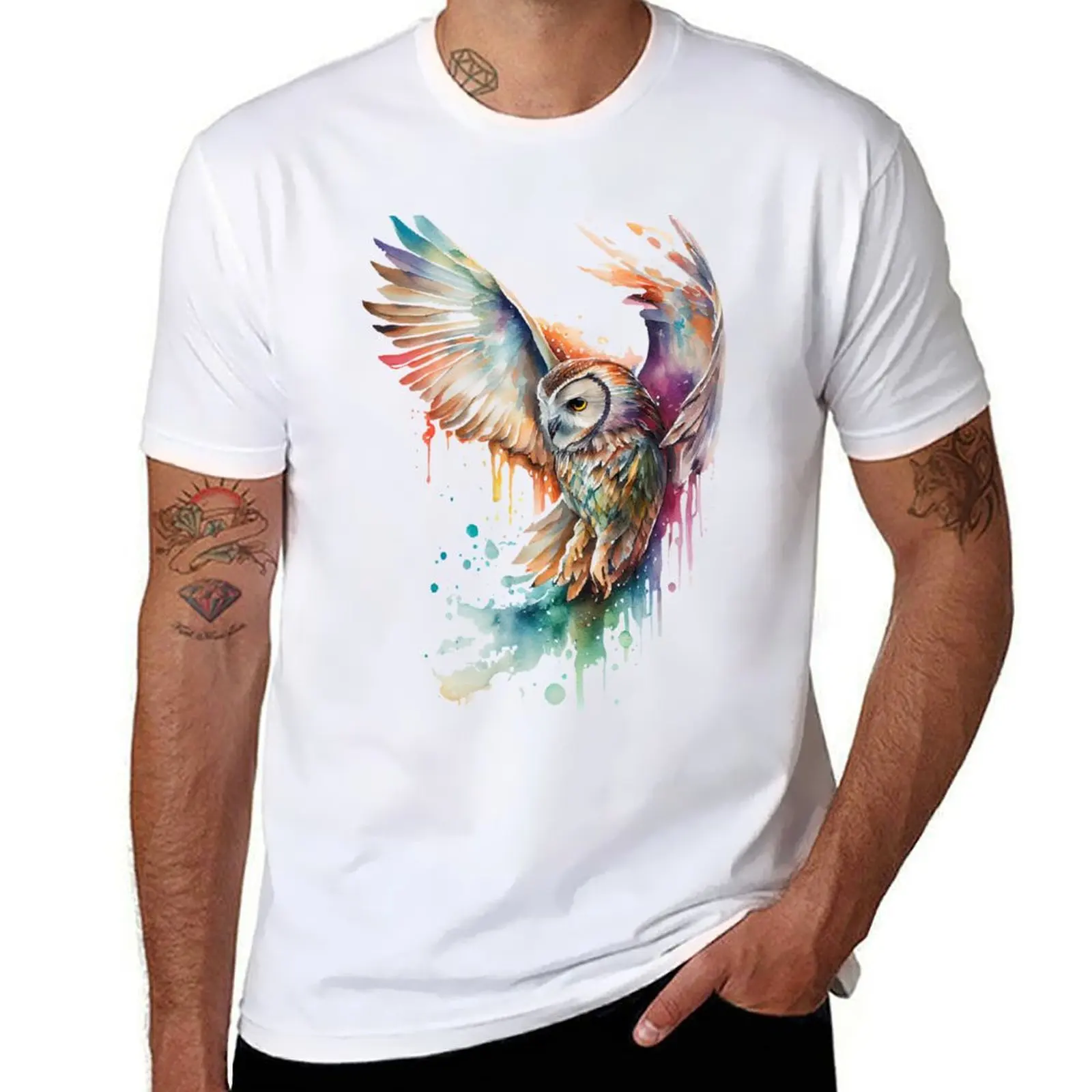 

The Rainbow Owl T-Shirt g man t shirts for men t shirt man cotton t shirt custom print T-shirt