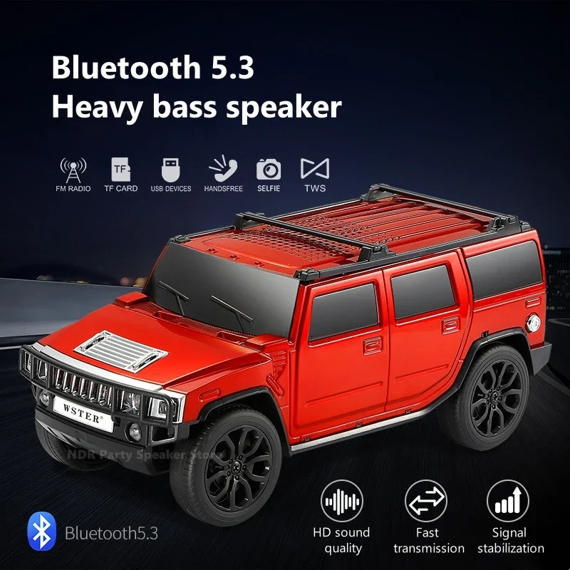 WS-590 Car Model Wireless Blue-tooth Speaker Stereo Bass Sound Woofer Hifi Music Active BT Gift Toy Car Model Speakers FM Radio