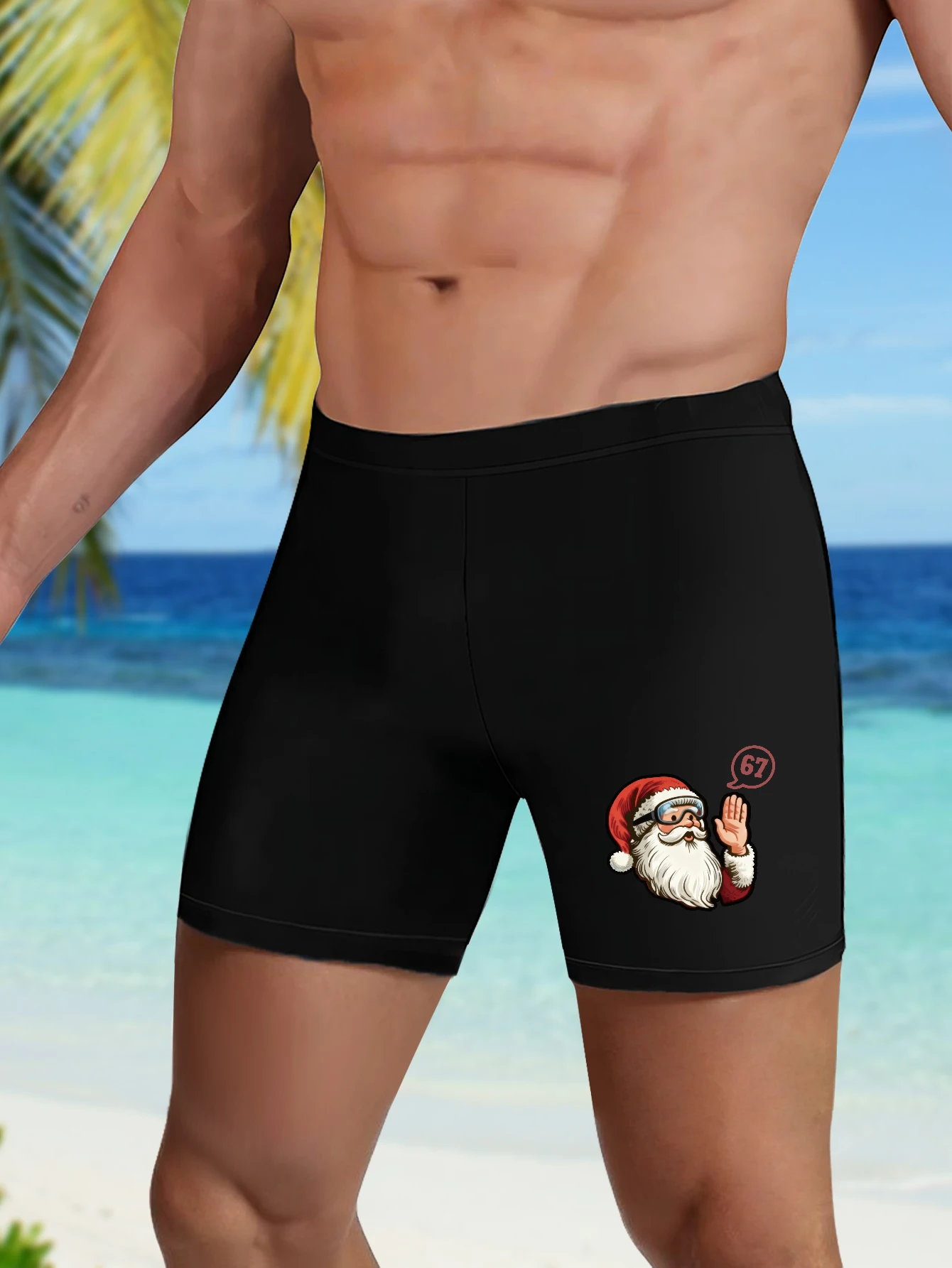 

Christmas Themed Quick Dry Swimwear for Men | Funny 67 Meme Prints for the Holidays | A Sure Hit for Any Festive Gathering Near