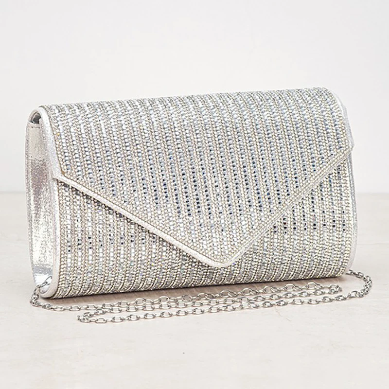 

New Evening Bag Women's High-End Diamond Square Clutch Underarm Crossbody Sac Dinner Party Banquet with Chain Dress Shoulder Bag
