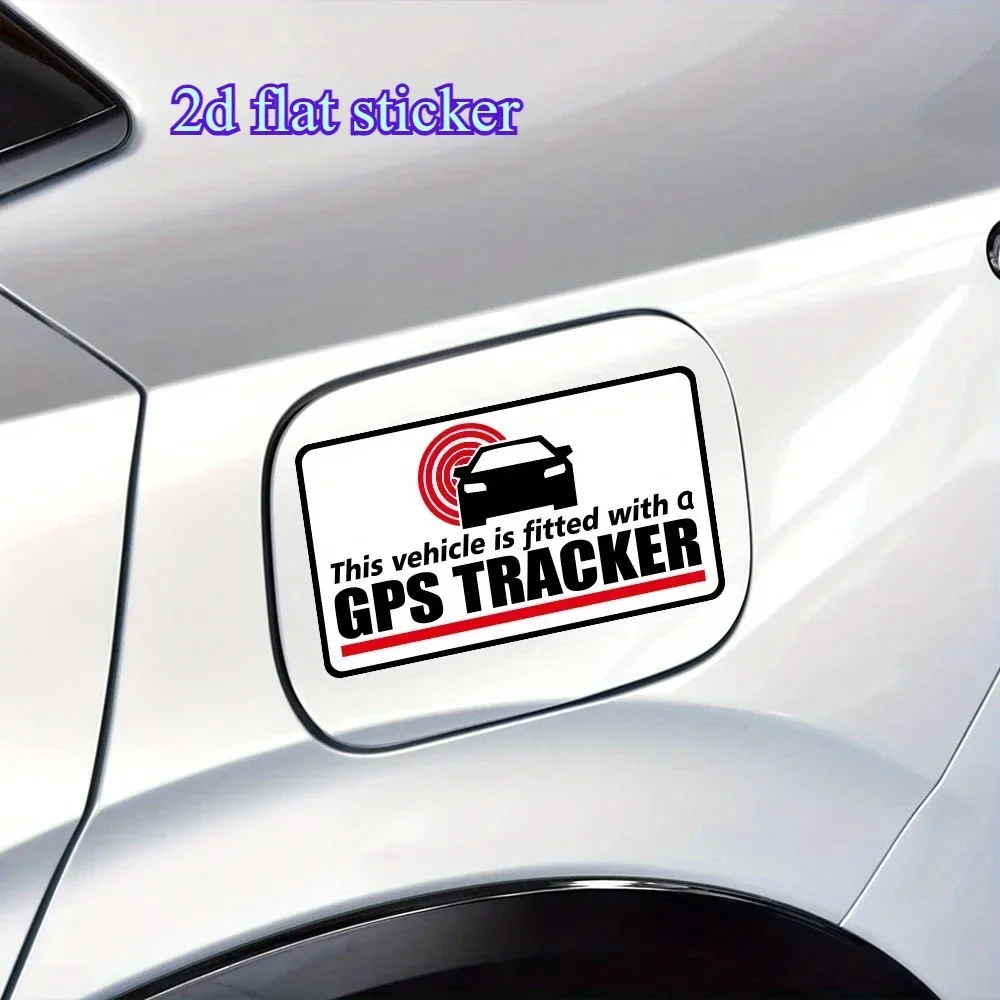 2D Flat GPS Tracker Warning Sticker, Red Black Waterproof Safety Decal, Durable Easy Apply Vehicle Security Sign for Cars