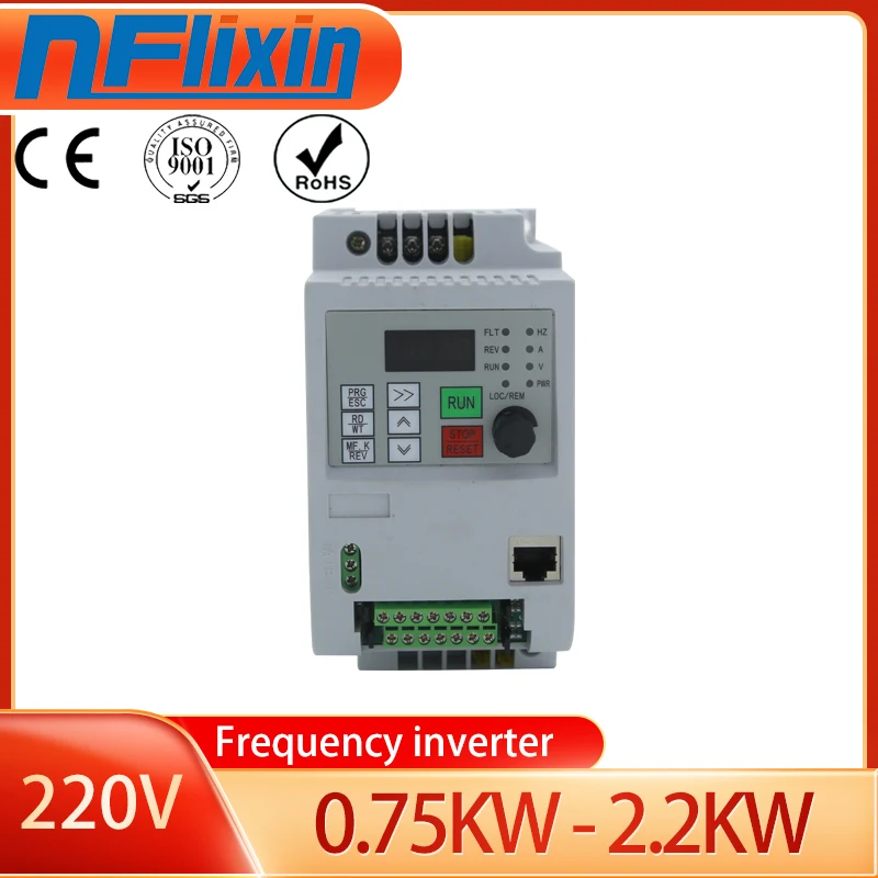 NFLIXIN 220V Frequency Drive - 0.75KW, 1.5KW, 2.2KW, Single-Phase Input, Three-Phase Output