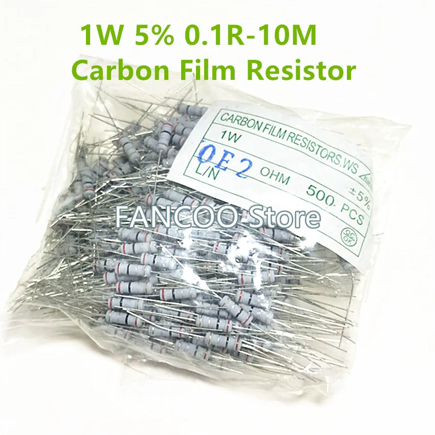 500 PZ/BORSA 1W 5% Resistor Carbon Film 1R-10R 1R 1.1R 1.2R 1.3R 1.5R 1.6R 1.8R 2R 2.2R 2.4R 2.7R 3R 3.3R 3.6R 3.9R 4.3R 4.7R 5.1R