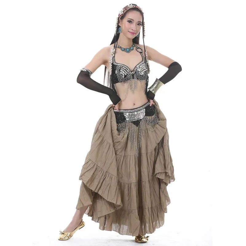 Women Belly Dance Long Gypsy Skirt Stage Linen ATS Tribal Skirts Adult 12 Colors Belly Dancing Performance Skirts 12 Colors