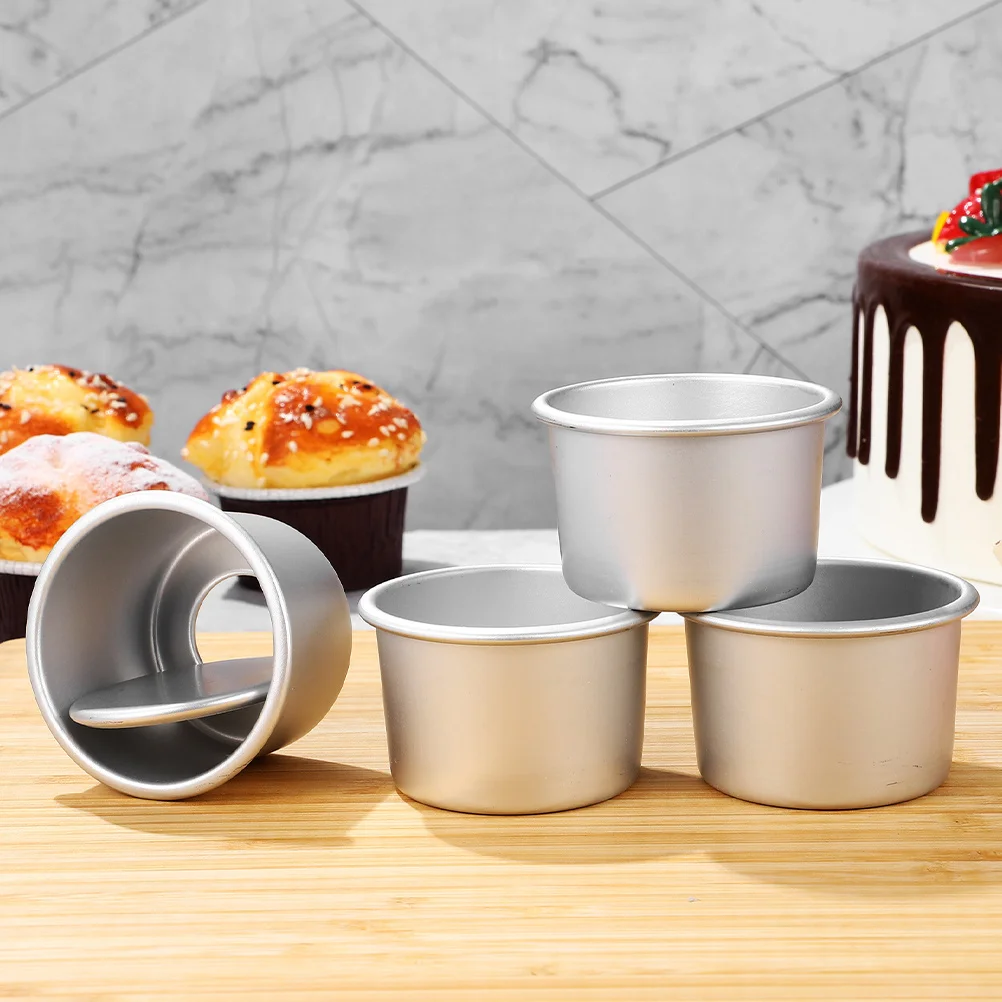 

5Pcs Round Cake Tins Aluminum Alloy Quick Release Bottom Nonstick for Individual Cakes Pies Mini Desserts Baking Tools