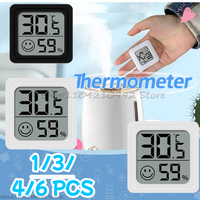 1/3/4/6PCS Mini LCD Digital Thermometer Hygrometer Indoor Room Temperature Humidity Meter Sensor Gauge Weather Station Set