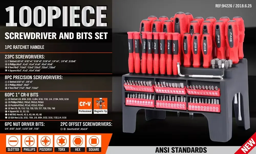 100PCS Screwdriver Set All Head Model Bit CRV Steel Material Screwdriver Set for Repair