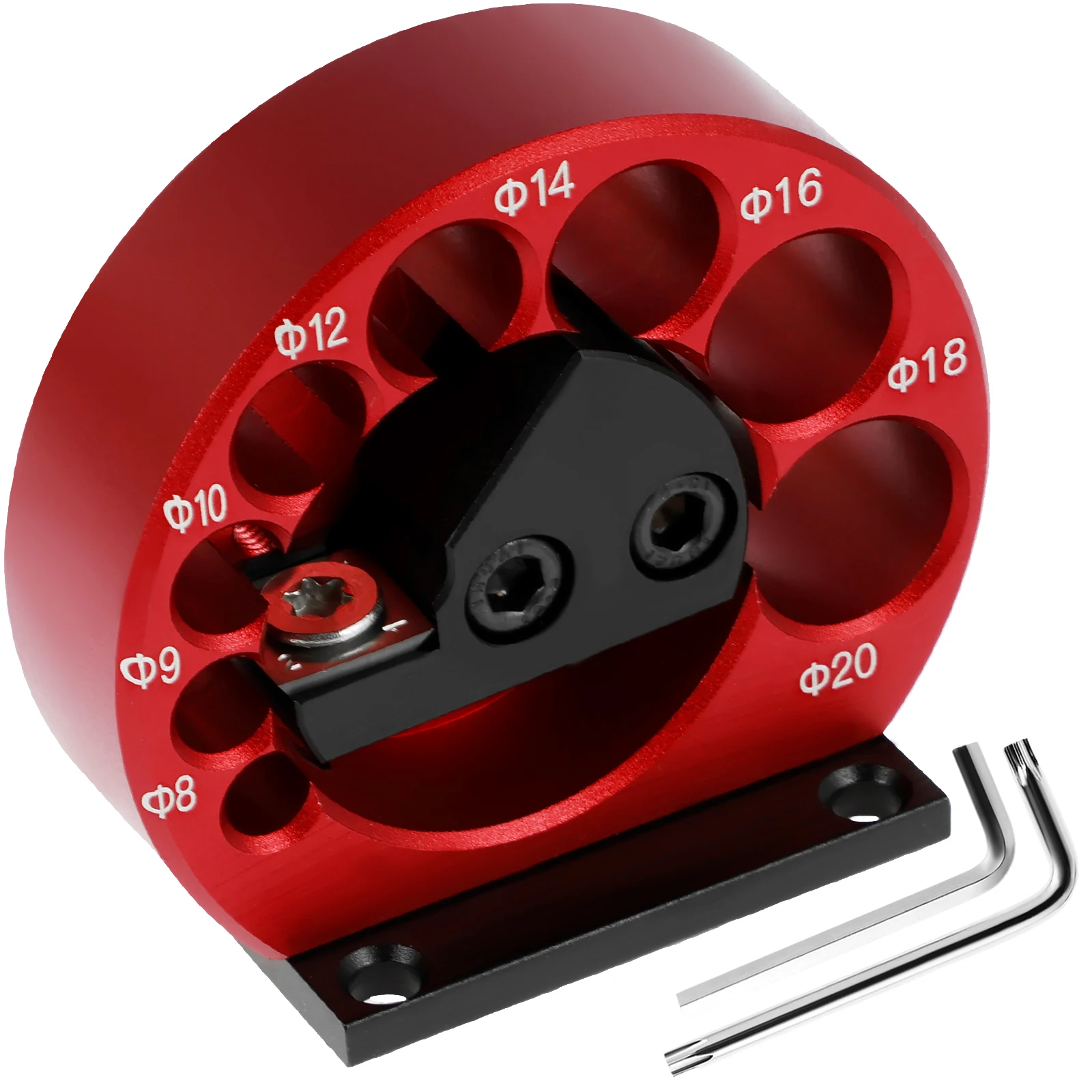 

Dowel Maker Jig with Wrench 8-20mm Adjustable Dowel Maker Cutter 8 Holes Aluminum Alloy Dowel Round Rod Sticks Maker Jig Metric