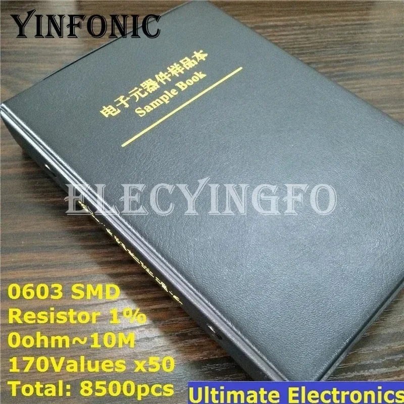 170값*50Pcs 총=8500Pcs 0603 SMD 저항기 샘플 책 1% 1/10W (0R~10M) 칩 저항기 모듬 키트