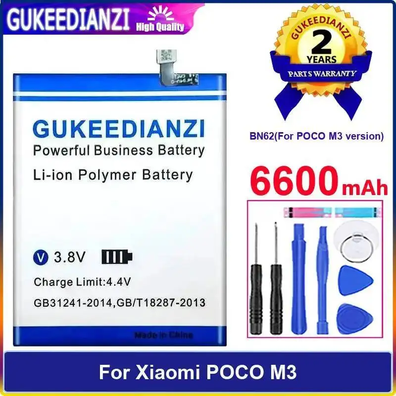 لبطارية الهاتف المحمول Xiaomi Poco M3 BN62 متينة 6600 مللي أمبير في الساعة #1