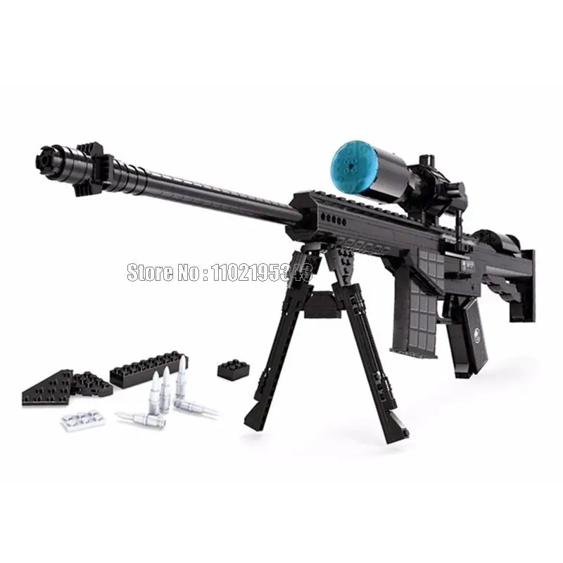 

527pcs Military Simulation Swat Police Sniper Rifle M107 Gun Weapon 1:1 Army Boy Building Block Toy Brick