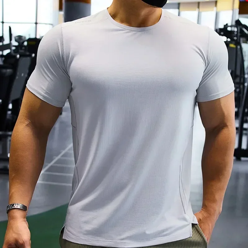 

Men Running T-shirts for Workout Gym Jogging Sport Tops Fitness Short Sleeves Sweatshirts Black Casual Clothes Rashguard Dry Fit