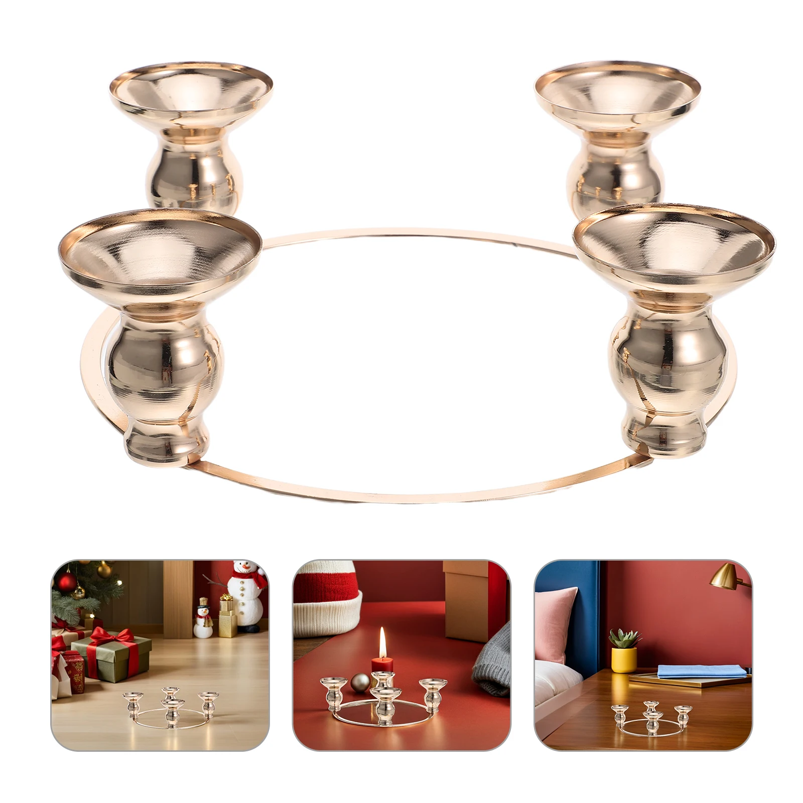 

Christmas Rings Iron Advent Holder For Dining Table Decor, Xmas Party Supplies, Taper Ring, Home Ornament