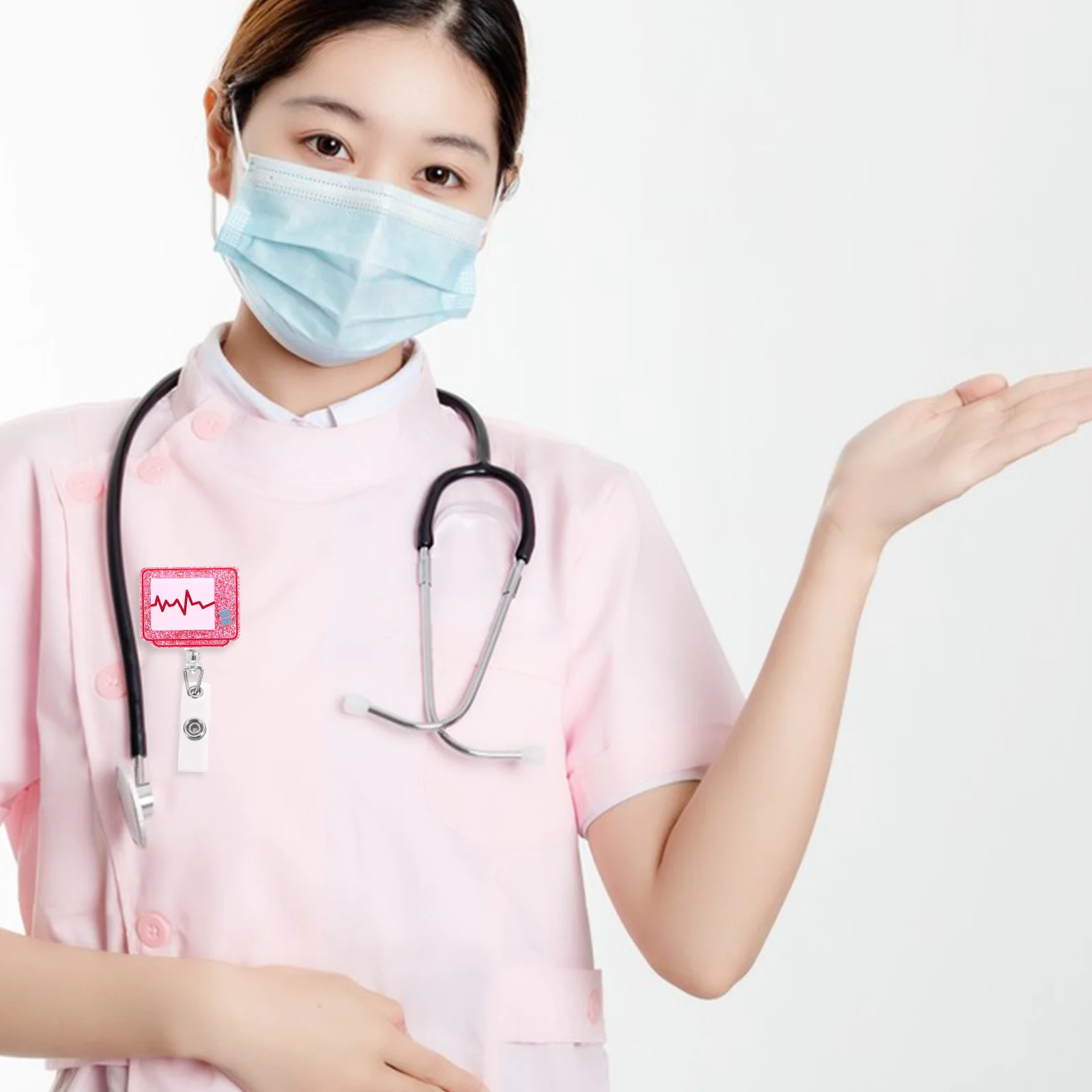 

Nurse Badge Buckle Ecg Retractable Multi-Function Id Card Holder Portable Clip for Doctors Nurses Nurse Badge Reel