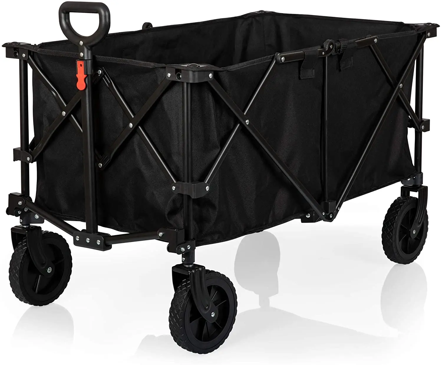 Carrito de playa plegable para mujer y niño, minicargón móvil, camión de compras con almacenamiento, color negro