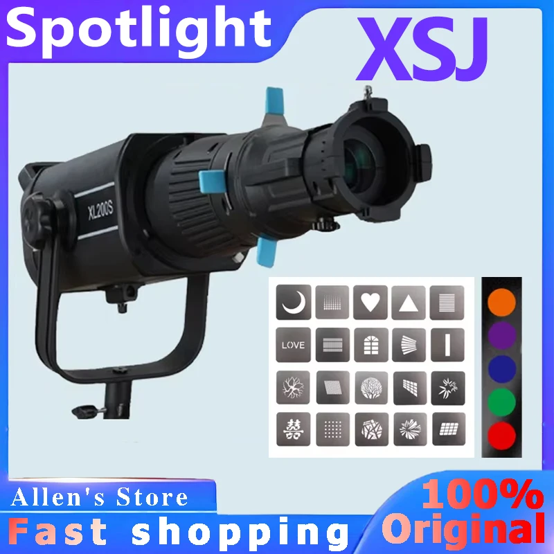 XSJ Focalize Conical Snoot Bowens Mount Projection Beam Tube Photo Condenser LED Universal Spotlight Projector with Filter Gels