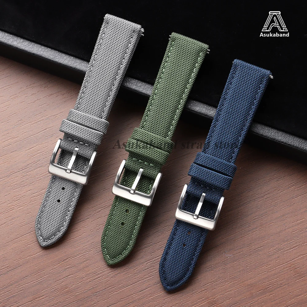 Two-Sided Nylon Strap 20mm 22mm for Seiko for Omega Band Waterproof Fabric Watchband Quick Release Wristband Women Men Bracelets
