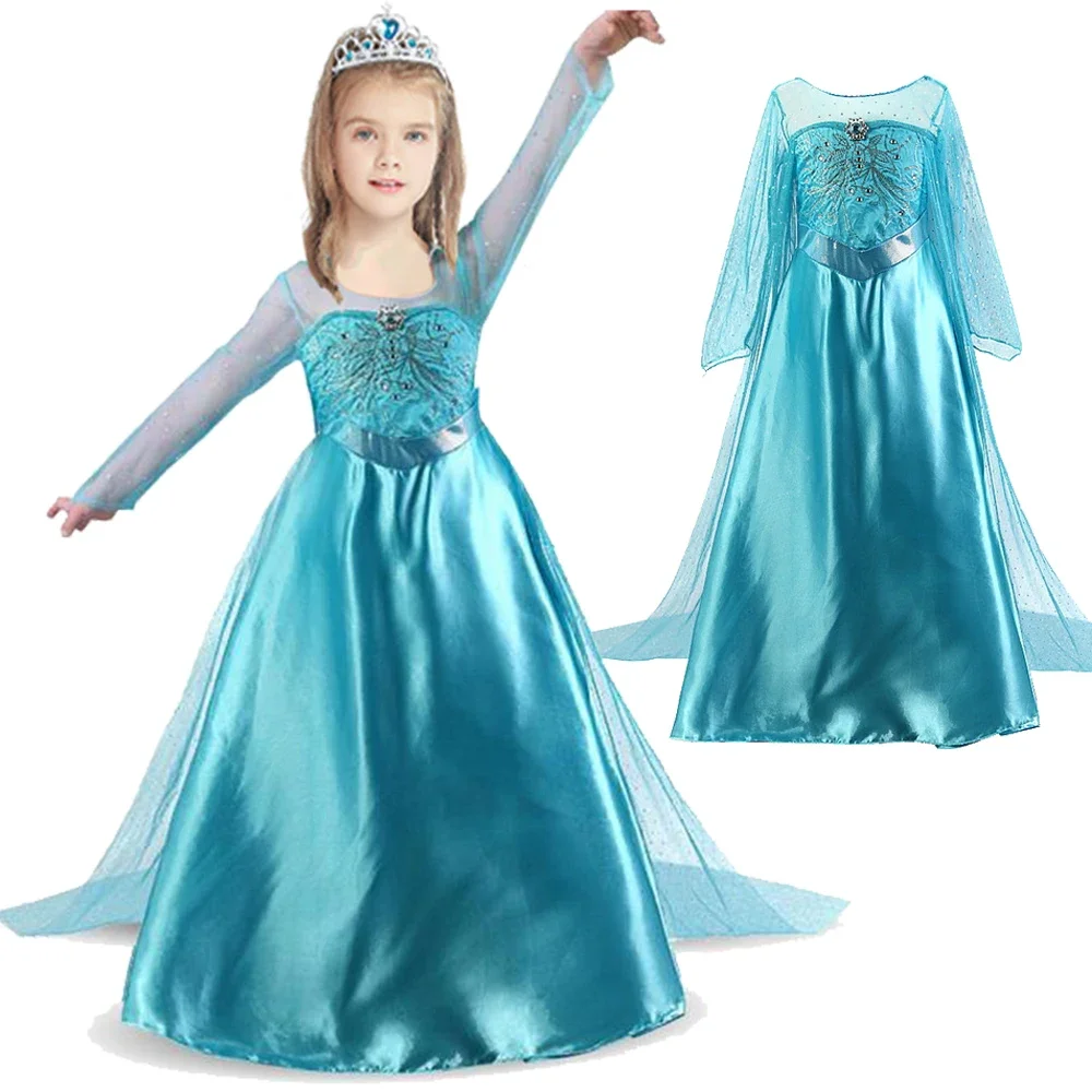 

Summer Girls Elsa Dresses Clothes Kid Cosplay Anna Princess Dress Snow Queen Vestido Children's Costumes Birthday Party Sukienki
